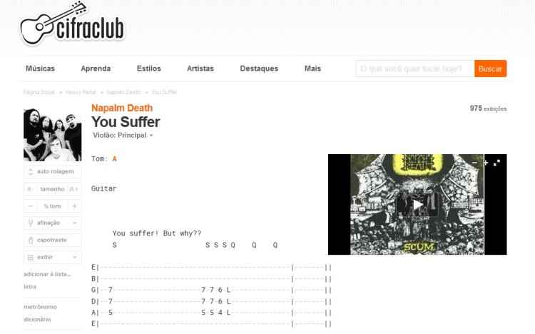 Cifraclub.com.br/Reprodução Cifraclub.com.br/Reprodução