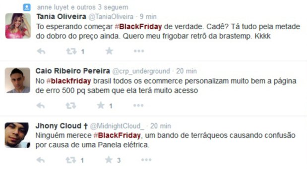 Usurios do Twitter postam reclamaes contra os preos 'maquiados' da promoo desta sexta-feira(foto: Reproduo)
