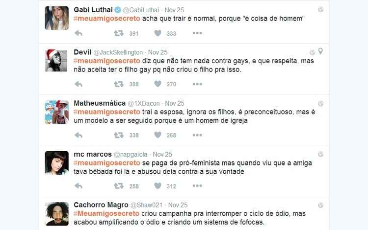 Só no Twitter a hashtag #meuamigosecreto foi citada mais de 90 mil vezes pelos usuários, inclusive celebridades(foto: Twitter/Reprodução) Só no Twitter a hashtag #meuamigosecreto foi citada mais de 90 mil vezes pelos usuários, inclusive celebridades(foto: Twitter/Reprodução)