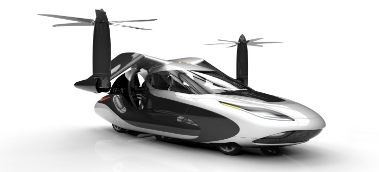 Para que o TF-X deixe de ser um carro e passe a voar, ele possui duas hélices, que são capazes de retirá-lo do chão(foto: Terrafugia.com/Reprodução) Para que o TF-X deixe de ser um carro e passe a voar, ele possui duas hélices, que são capazes de retirá-lo do chão(foto: Terrafugia.com/Reprodução)