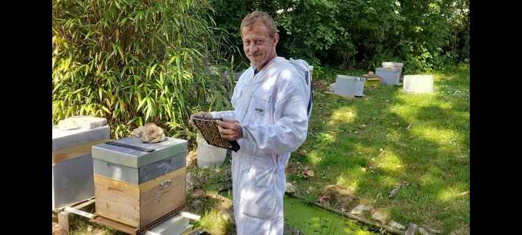O artista e apicultor francês Nicolas Trainer é o responsável por fazer as abelhas usarem a resina da maconha para a produção de mel(foto: Dinafem.org/Reprodução) O artista e apicultor francês Nicolas Trainer é o responsável por fazer as abelhas usarem a resina da maconha para a produção de mel(foto: Dinafem.org/Reprodução)
