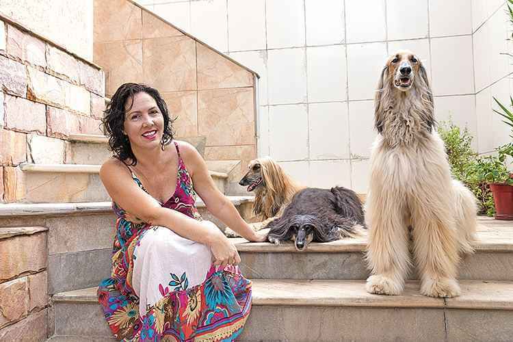 A professora Lilian Kelly Silveira se encantou com a elegância do Afghan Hound, tanto que tem três em casa (Betina, Lolita e Kabul): A professora Lilian Kelly Silveira se encantou com a elegância do Afghan Hound, tanto que tem três em casa (Betina, Lolita e Kabul):